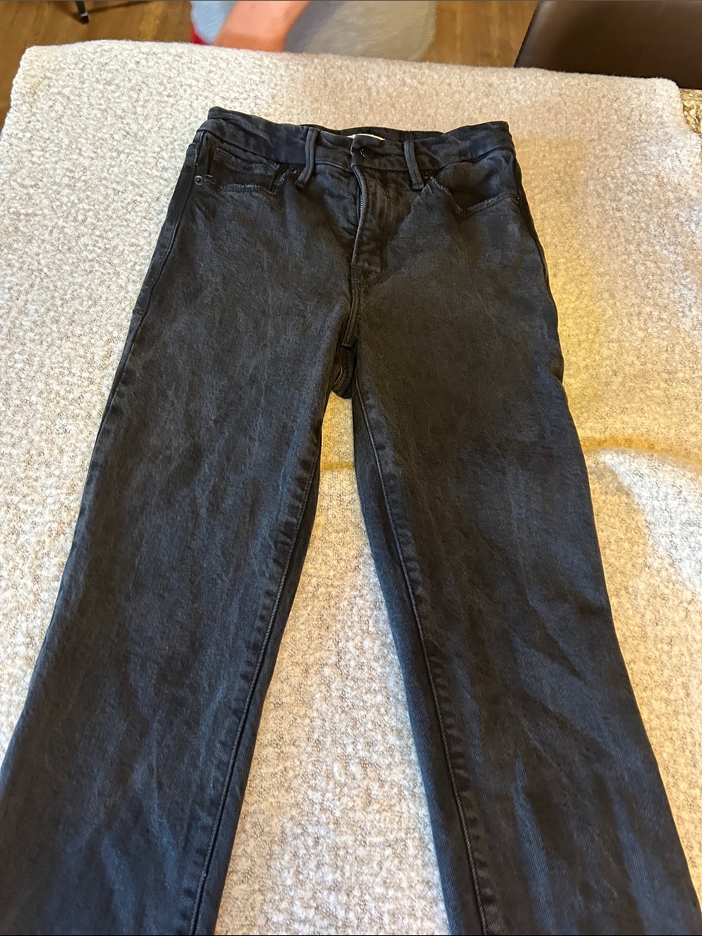 Good American Black Straight-Leg Jeans